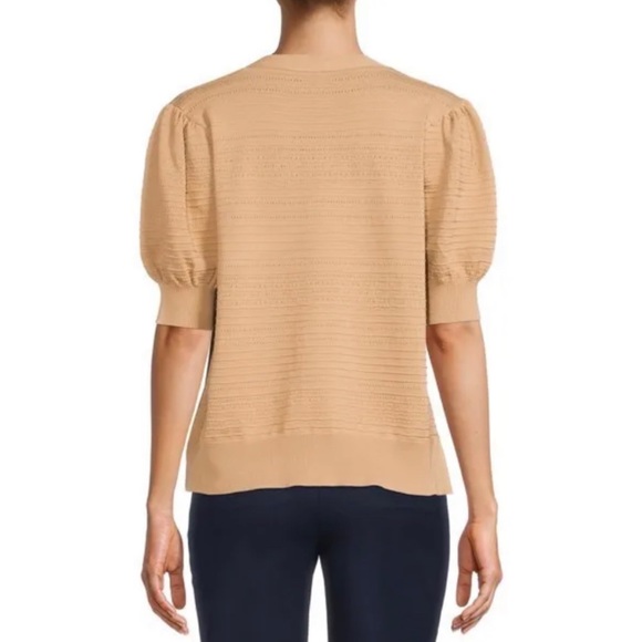 🆕🌹2/$20🌹Women’s Puff Sleeve Cardigan Sweater Brown Time and Tru XL 16 18 NWT - Picture 4 of 11